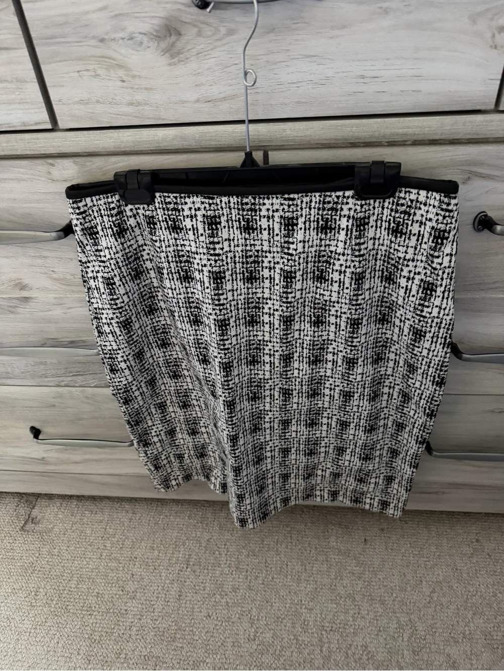 Calvin Klein Black and White Tweed Pencil Skirt